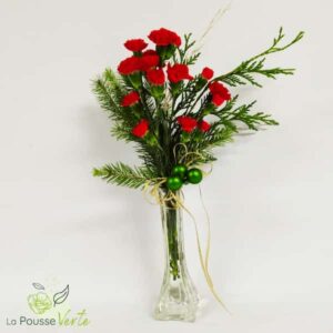 Bouquets d’œillets de noël et son vase