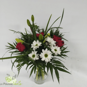 Le bouquet blanc et rouge St-Valentin