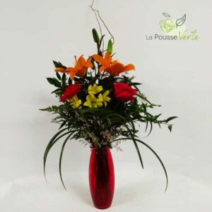 Le bouquet dans son vase rouge