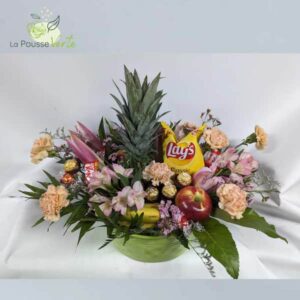 Panier gourmand et fleurs