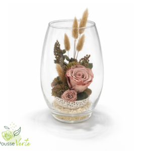 Rose éternelle dans un vase ovale